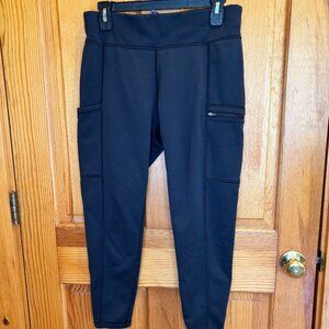 L.L. Bean Women's Black PrimaLoft Therma Stretch Fleece Pocket Tights/Leggings